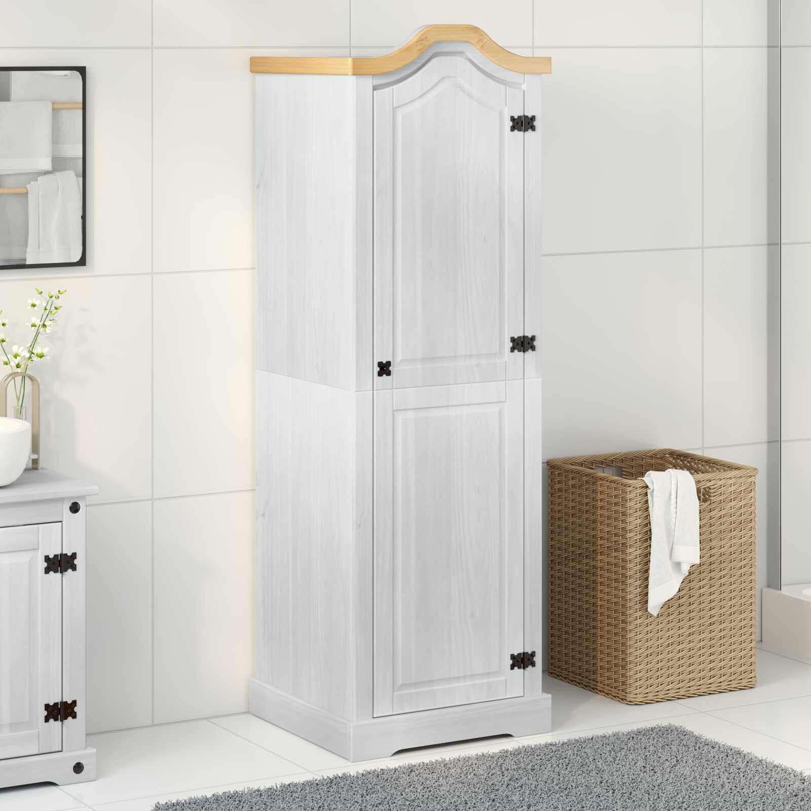 vidaXL Шкафове Бяло 55 x 52 x 170 см Солидно борово дърво