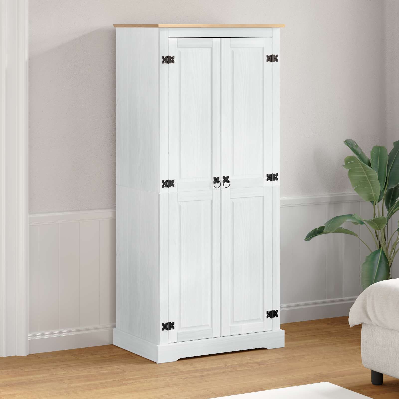 vidaXL Шкафове Бяло 76 x 50 x 170 см Солидно борово дърво