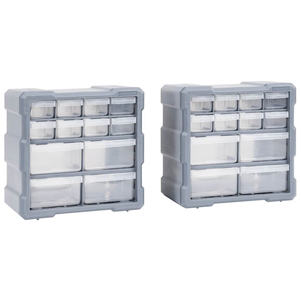 vidaXL Шкафове органайзери с 12 чекмеджета 2 бр 265x16x26 см