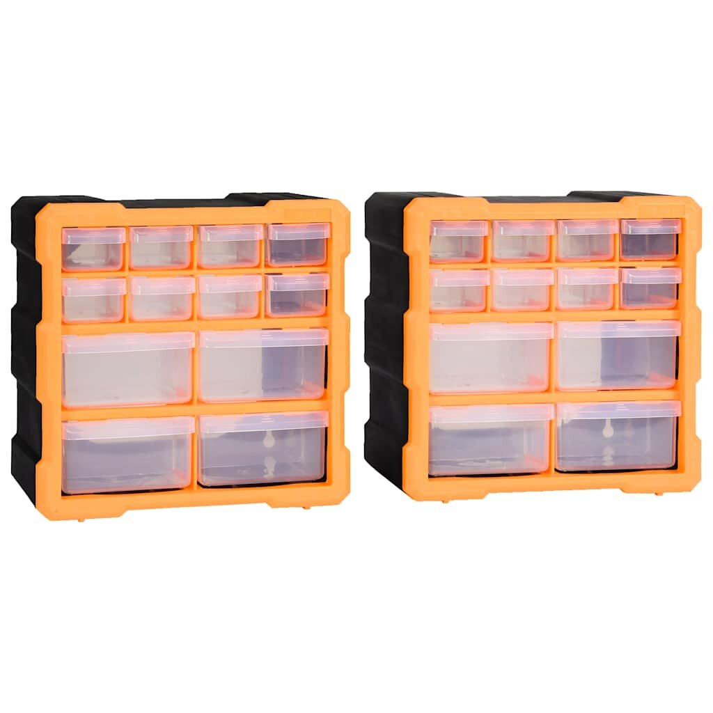 vidaXL Шкафове органайзери с 12 чекмеджета 2 бр 265x16x26 см