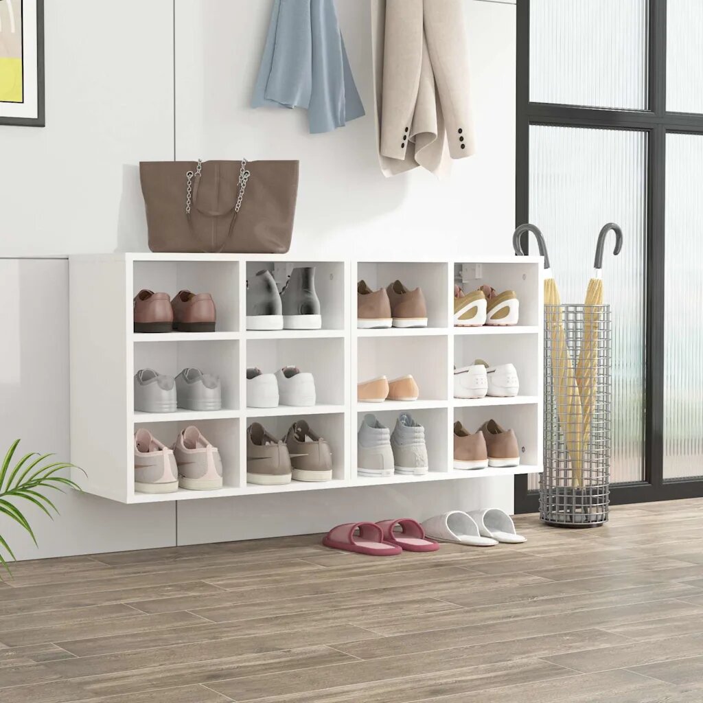 vidaXL Шкафове за обувки 2 бр бели 525x30x50 см