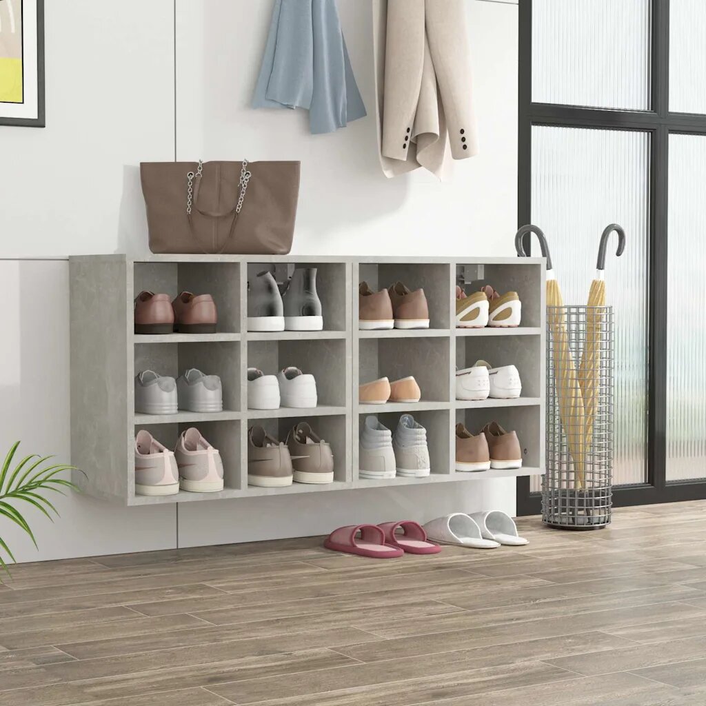 vidaXL Шкафове за обувки 2 бр бетонно сиви 525x30x50 см