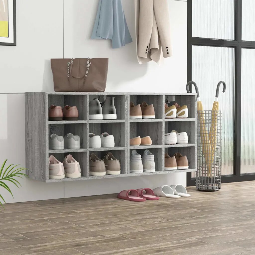vidaXL Шкафове за обувки 2 бр сив сонома 525x30x50 см