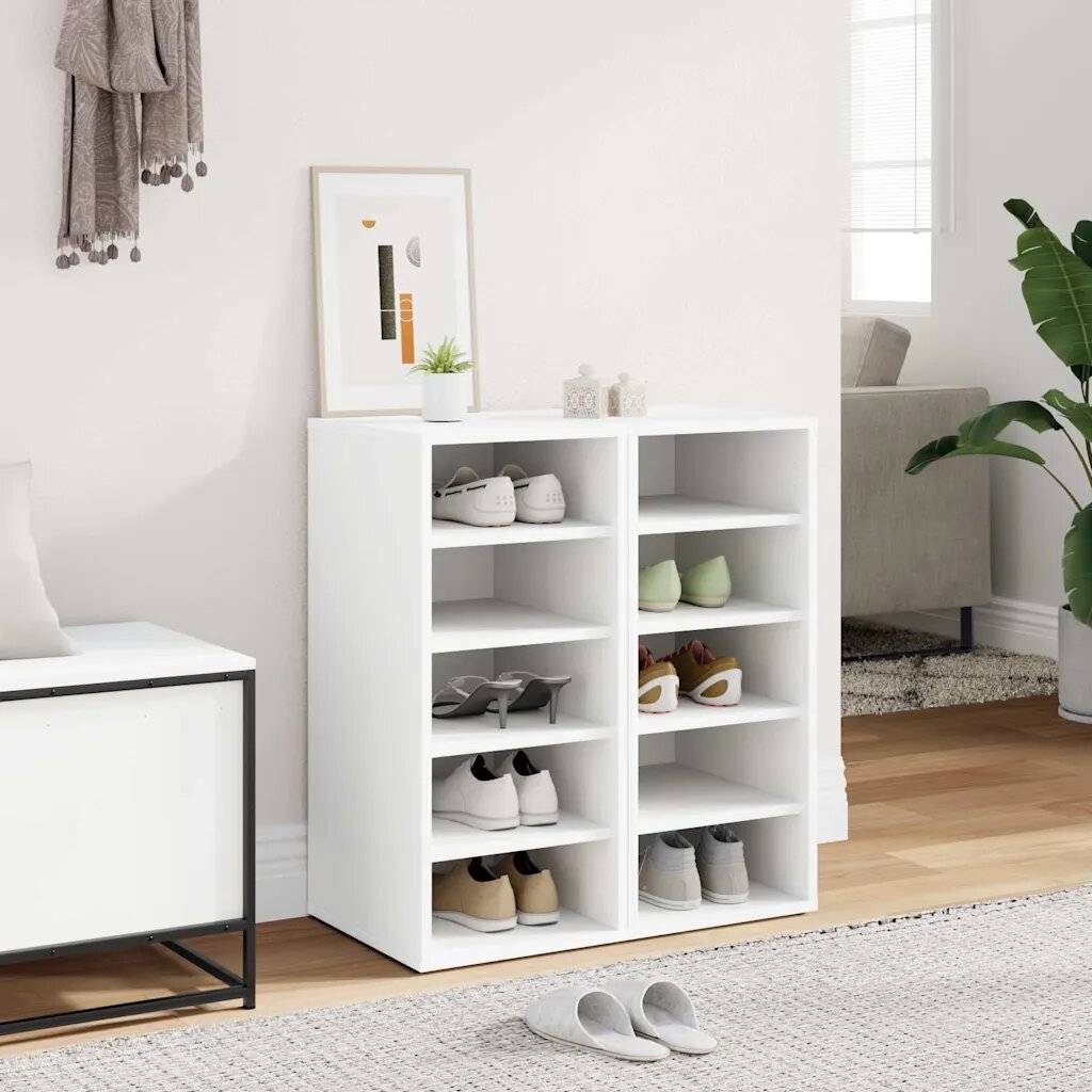 vidaXL Шкафове за обувки 315 x 35 x 70 cm Бяло 6 отделения за обувки