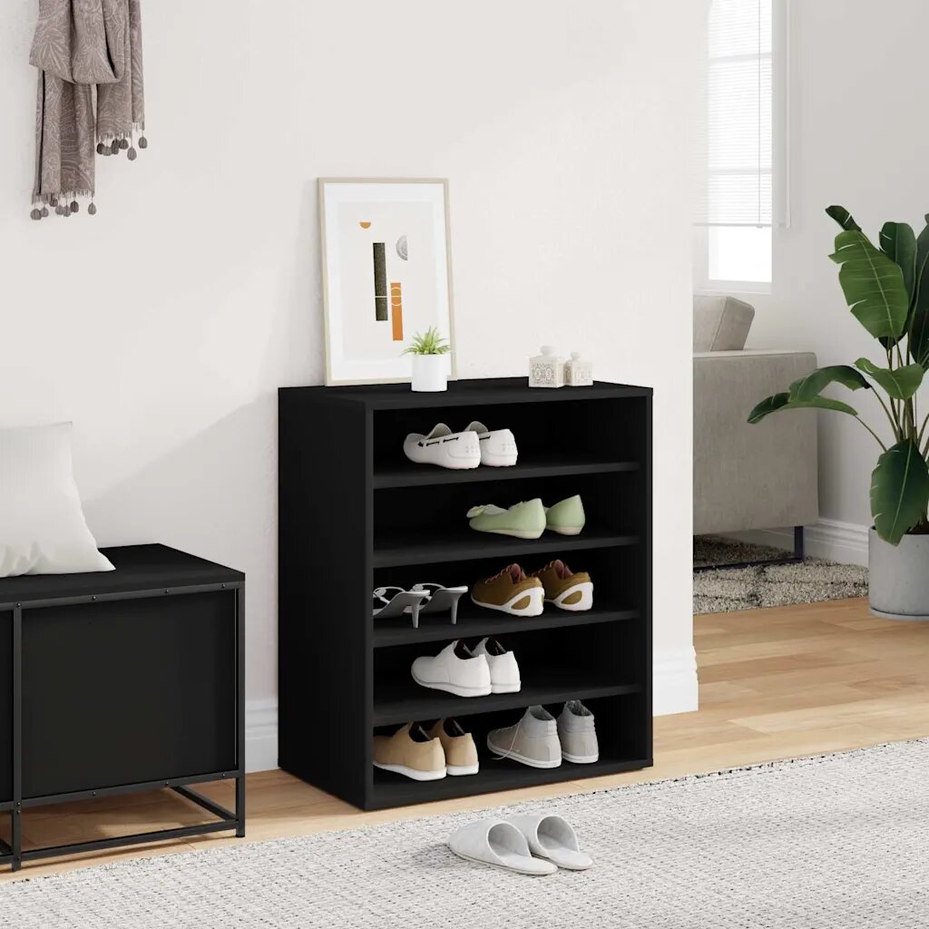 vidaXL Шкафове за обувки 60 x 35 x 70 cm Черно 6 отделения за обувки