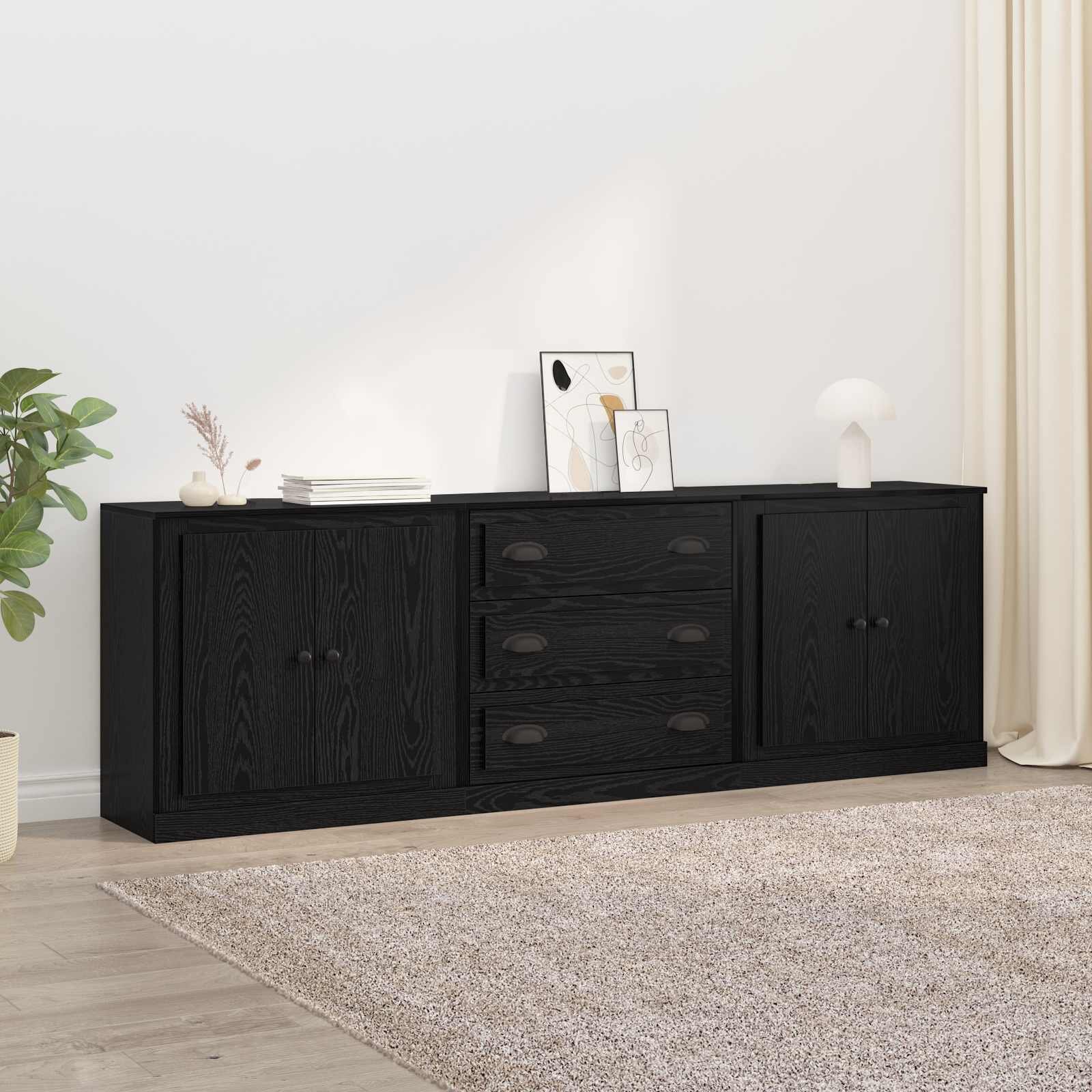 vidaXL Скейдбордове 3 бр. Черен дъб 210 x 355 x 675 см