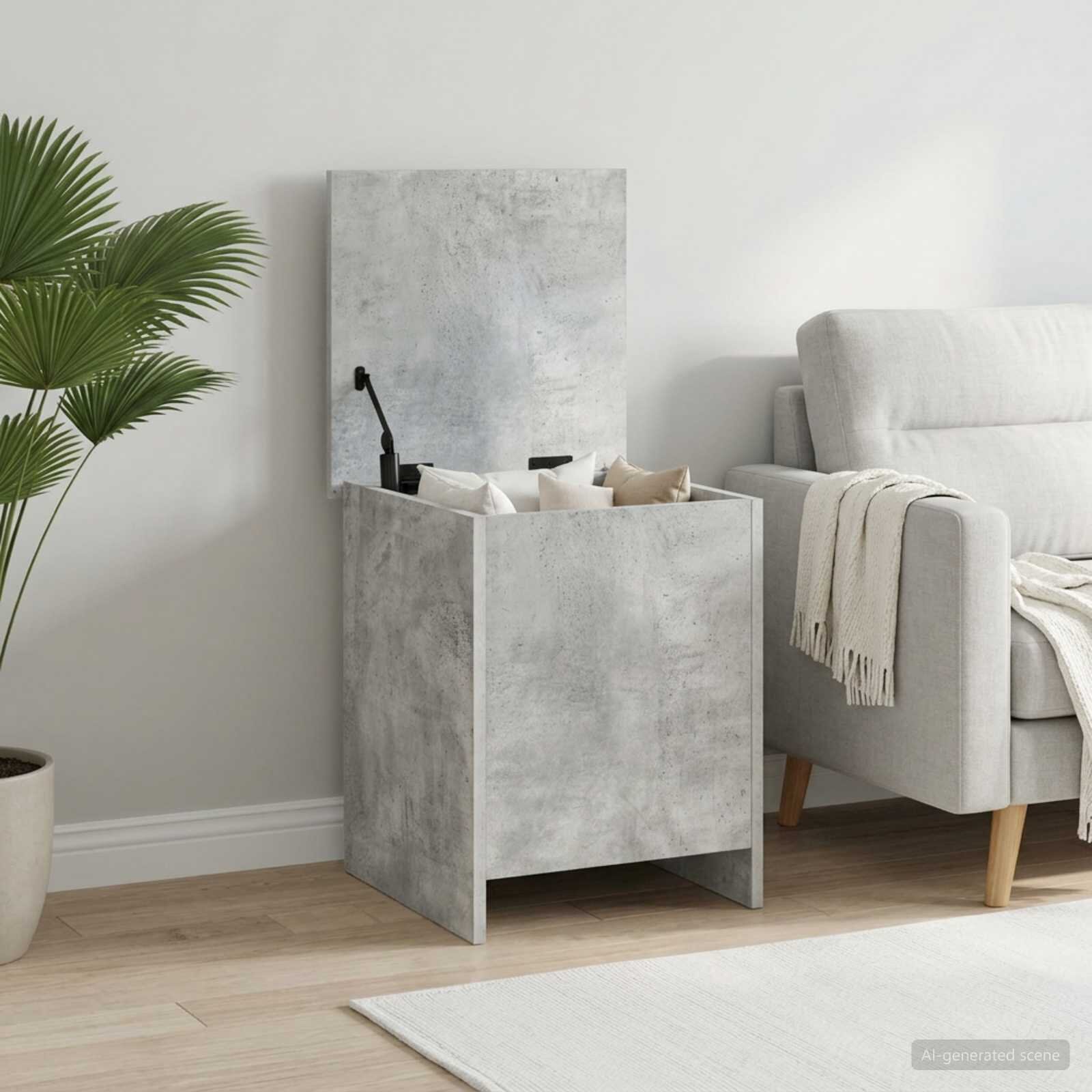 vidaXL Складов сандък Бетонно сиво 40 x 40 x 50 cm Инженерна дървесина