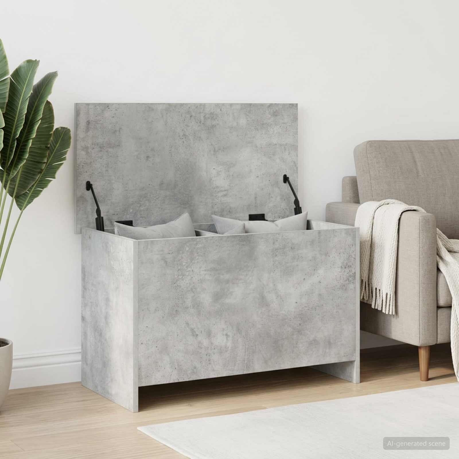 vidaXL Складов сандък Бетонно сиво 80 x 40 x 50 cm Инженерна дървесина