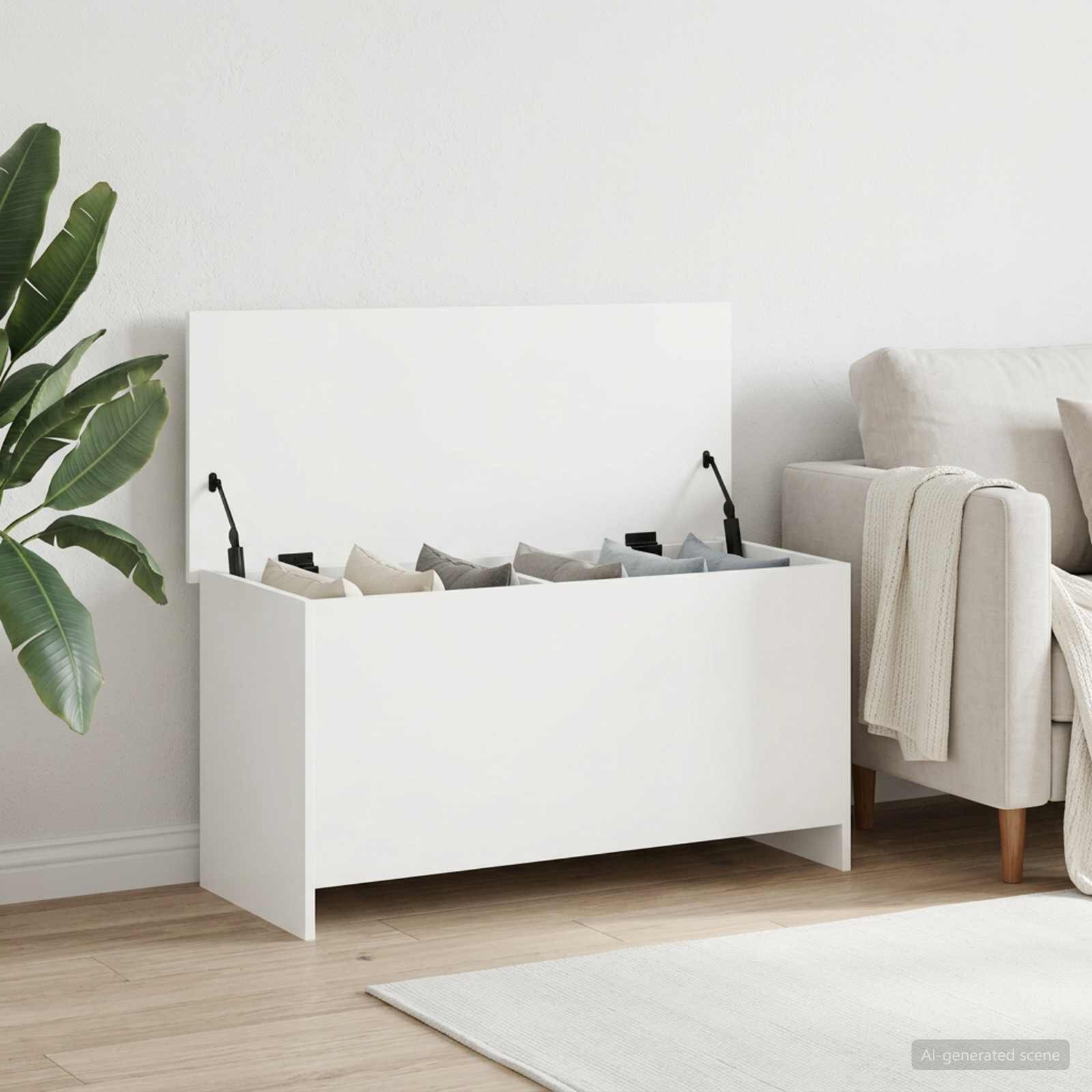 vidaXL Складов сандък Бяло 100 x 40 x 50 cm Инженерна дървесина