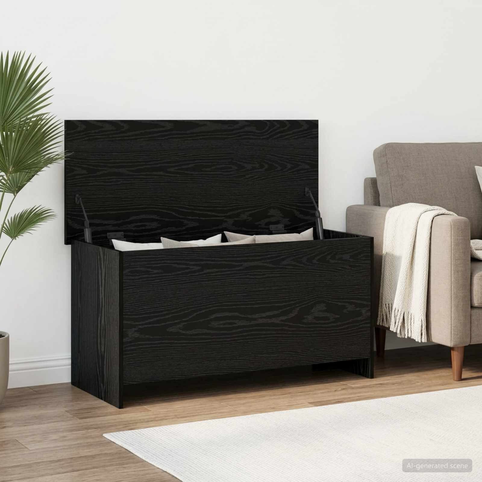 vidaXL Складов сандък Черен дъб 100 x 40 x 50 cm Инженерна дървесина