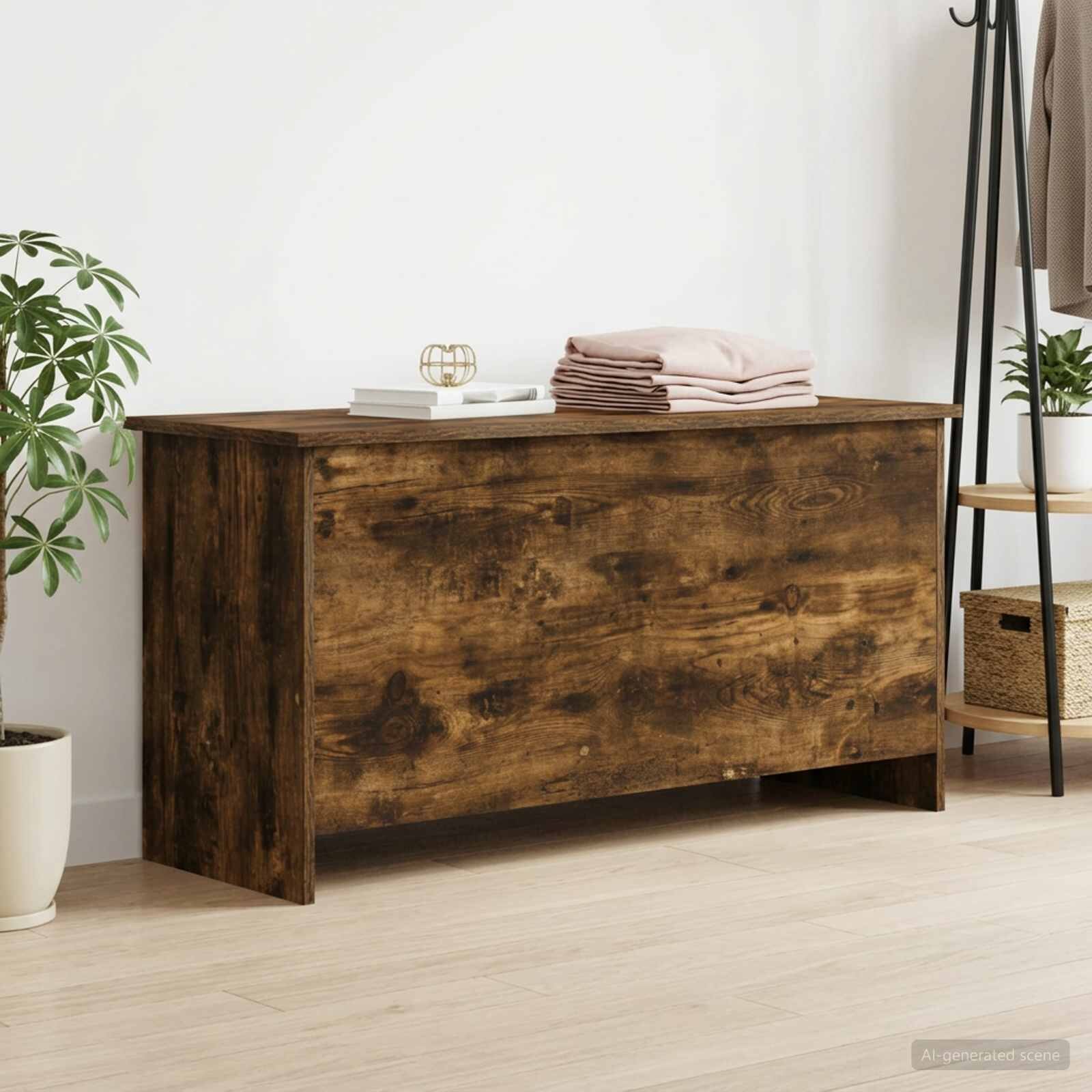 vidaXL Складов сандък Опушен дъб 100 x 40 x 50 cm Инженерна дървесина