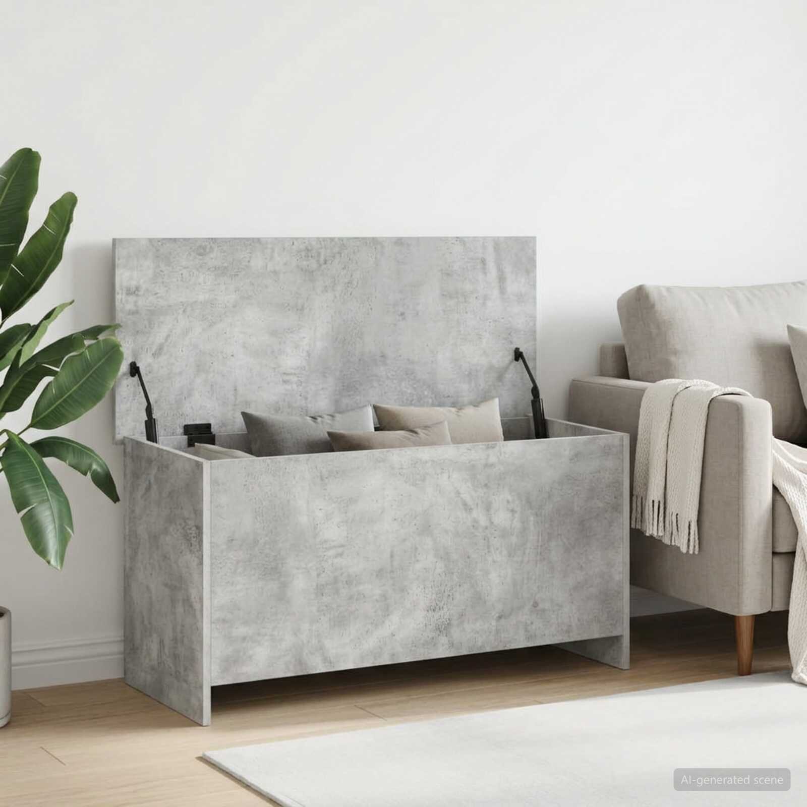 vidaXL Складов сандък със съхранение Бетонно сиво 100 x 40 x 50 cm