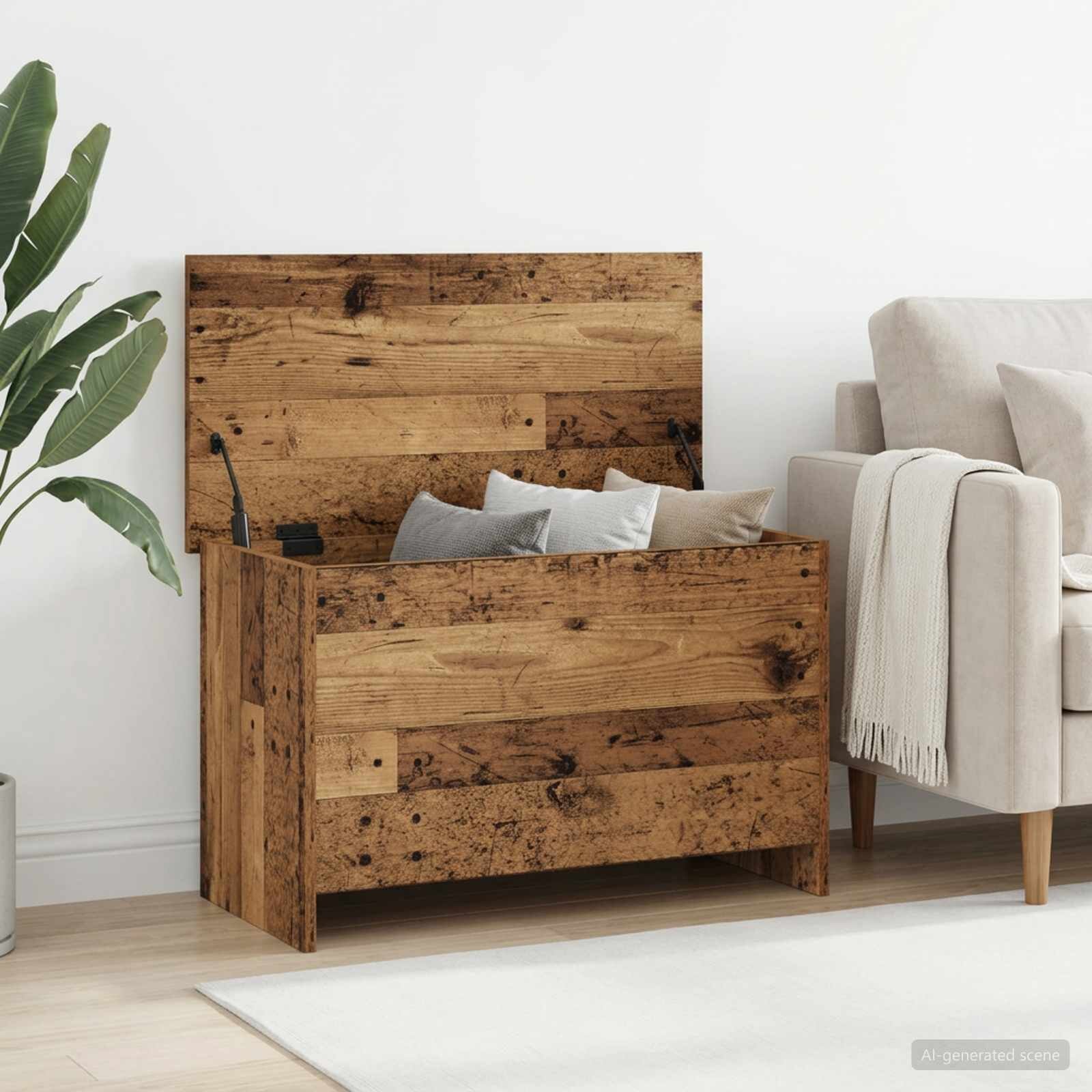 vidaXL Складов сандък Старо дърво 80 x 40 x 50 cm Инженерна дървесина