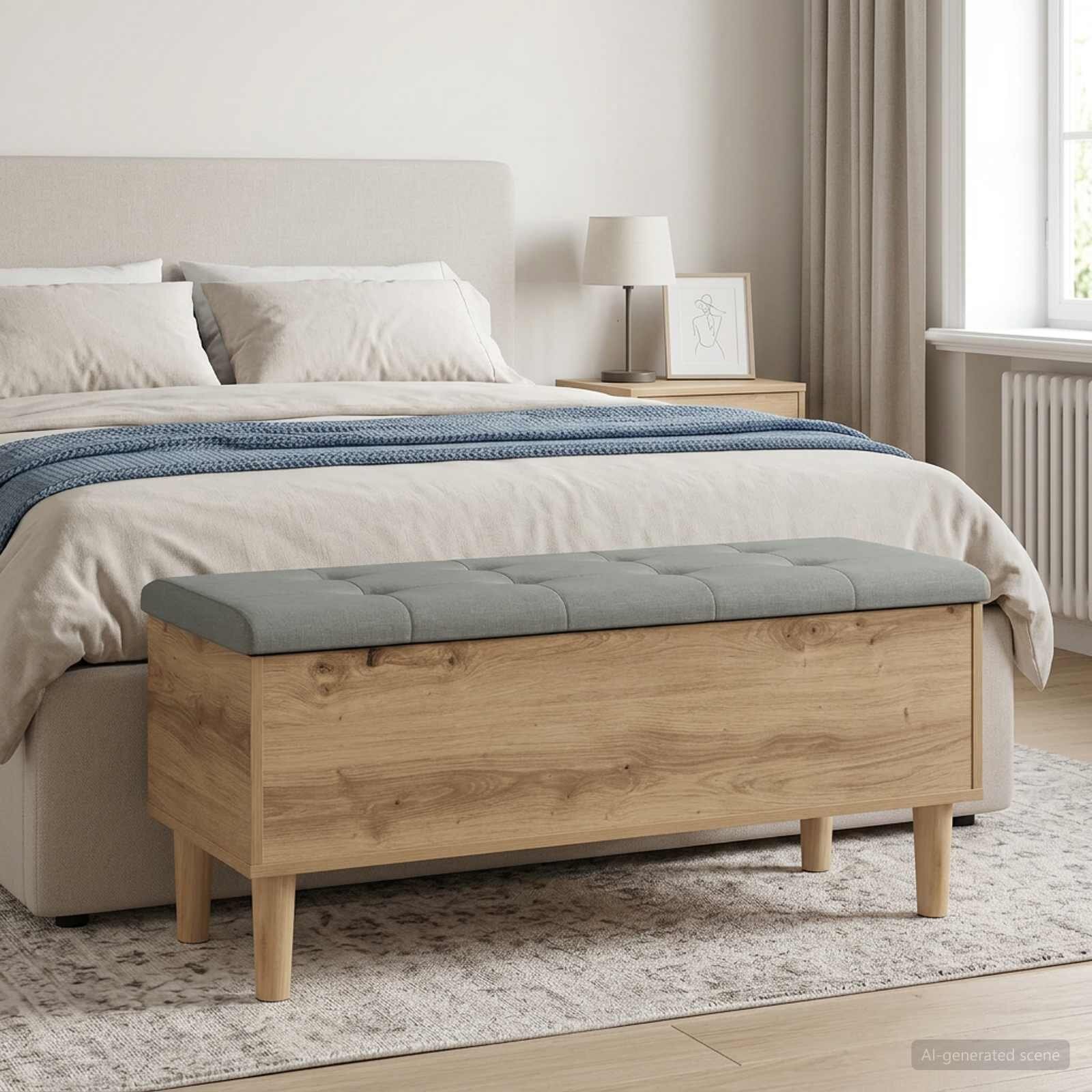 vidaXL Складова пейка с възглавница Дъб артизан 102 x 42 x 46 см