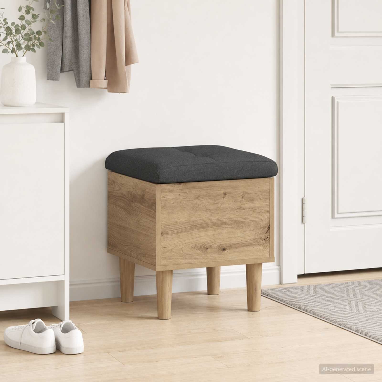 vidaXL Складова пейка с възглавница Дъб артизан 42 x 42 x 46 см