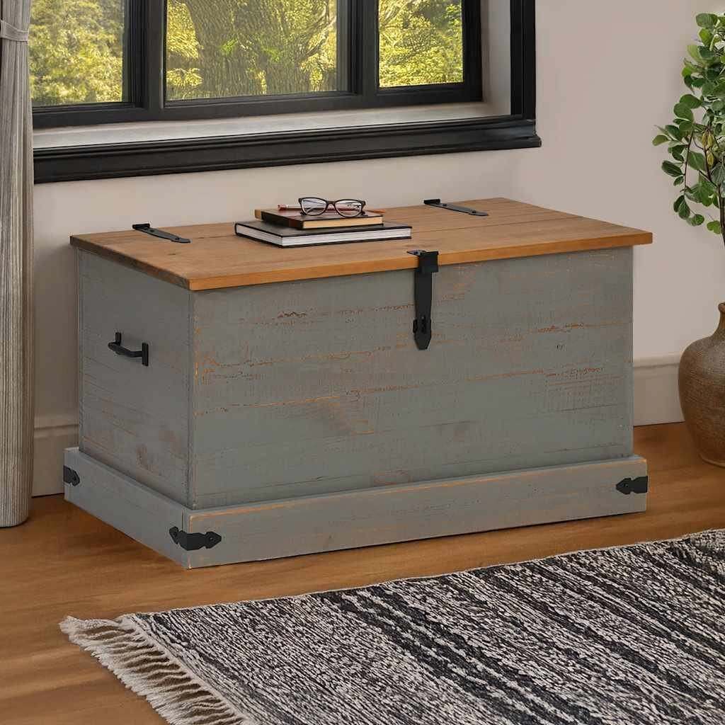 vidaXL Скрин за съхранение HALDEN сива 91x48x47 cm бор