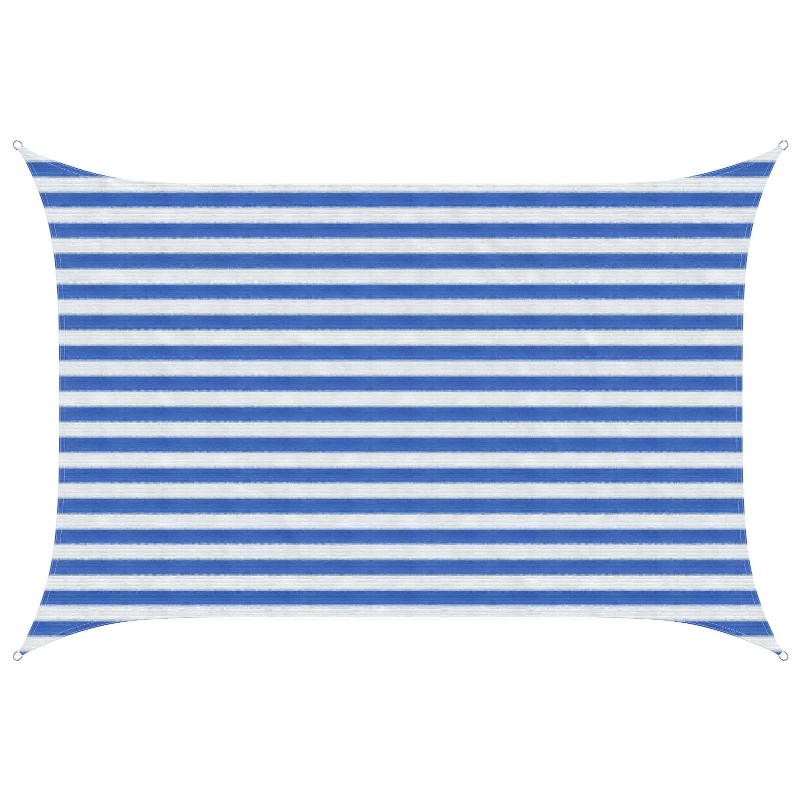 vidaXL Слънцезащитен плат 2 x 3 m HDPE Правоъгълна Синьо и бяло