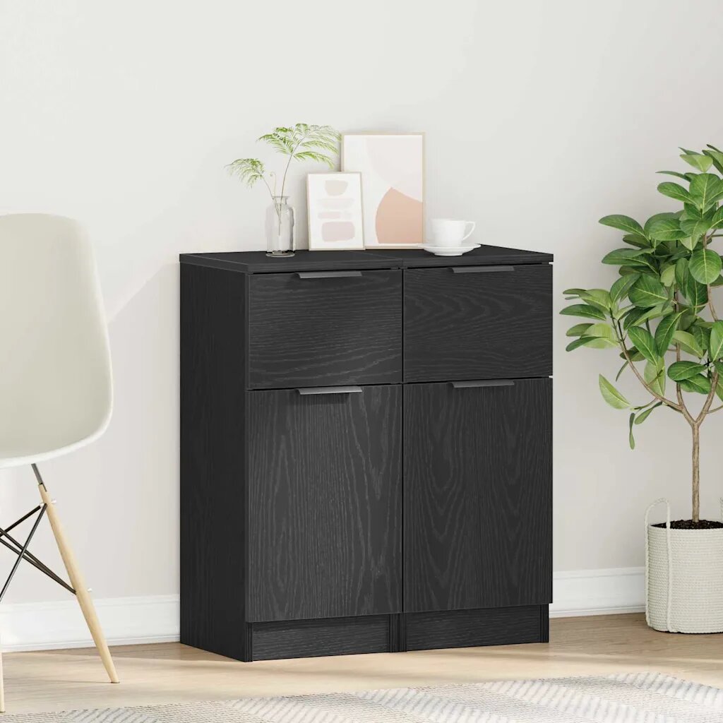 vidaXL Служебен шкаф 2 бр. Черния дъб 30 x 30 x 70 см