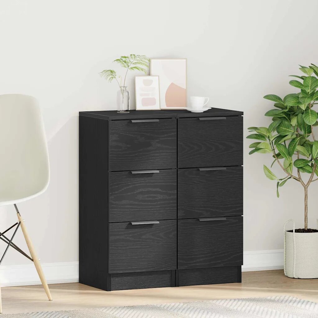vidaXL Служебен шкаф 2 бр. Черния дъб 30 x 30 x 70 см