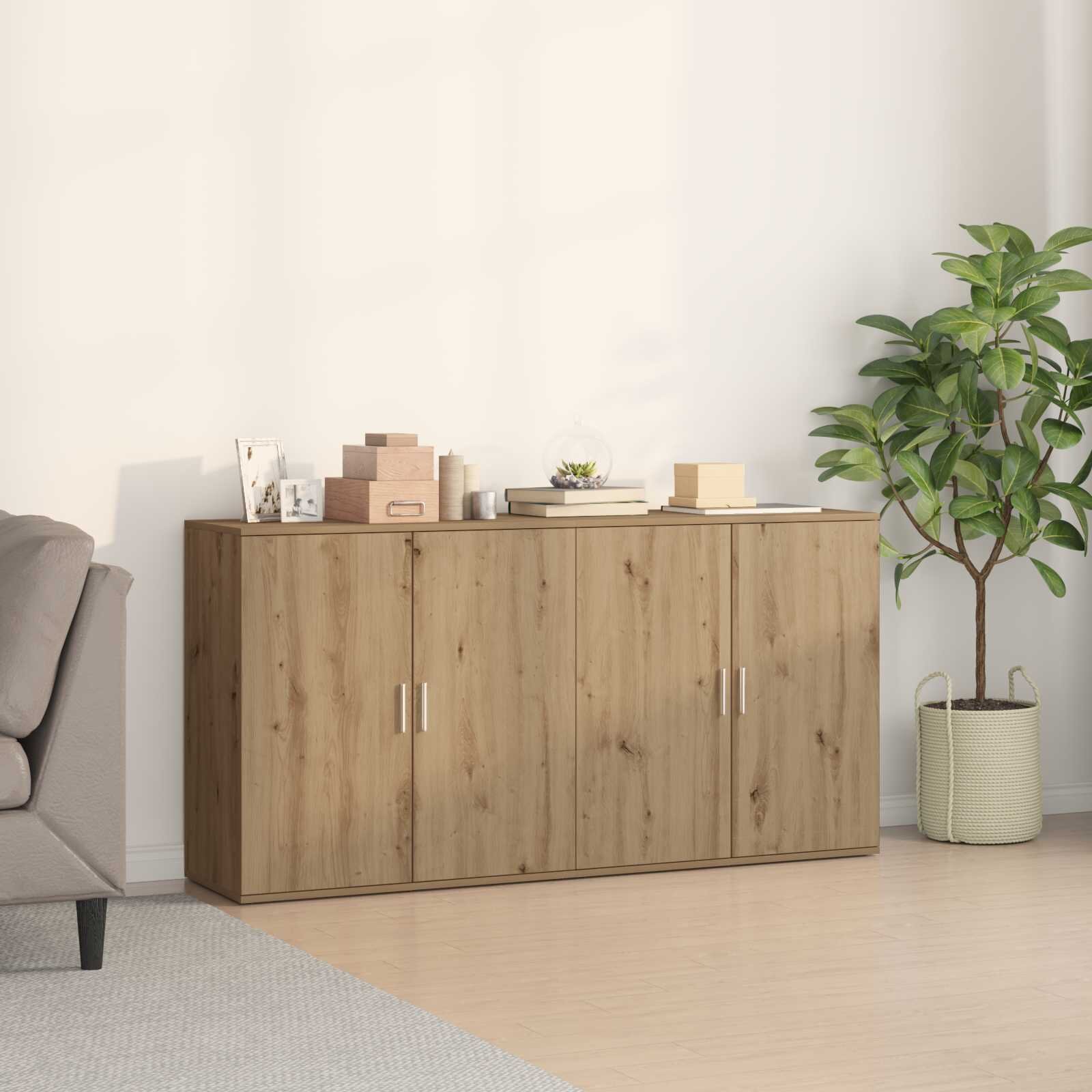 vidaXL Служебен шкаф 2 бр. Дъб 79 x 38 x 80 см Инженерна дървесина
