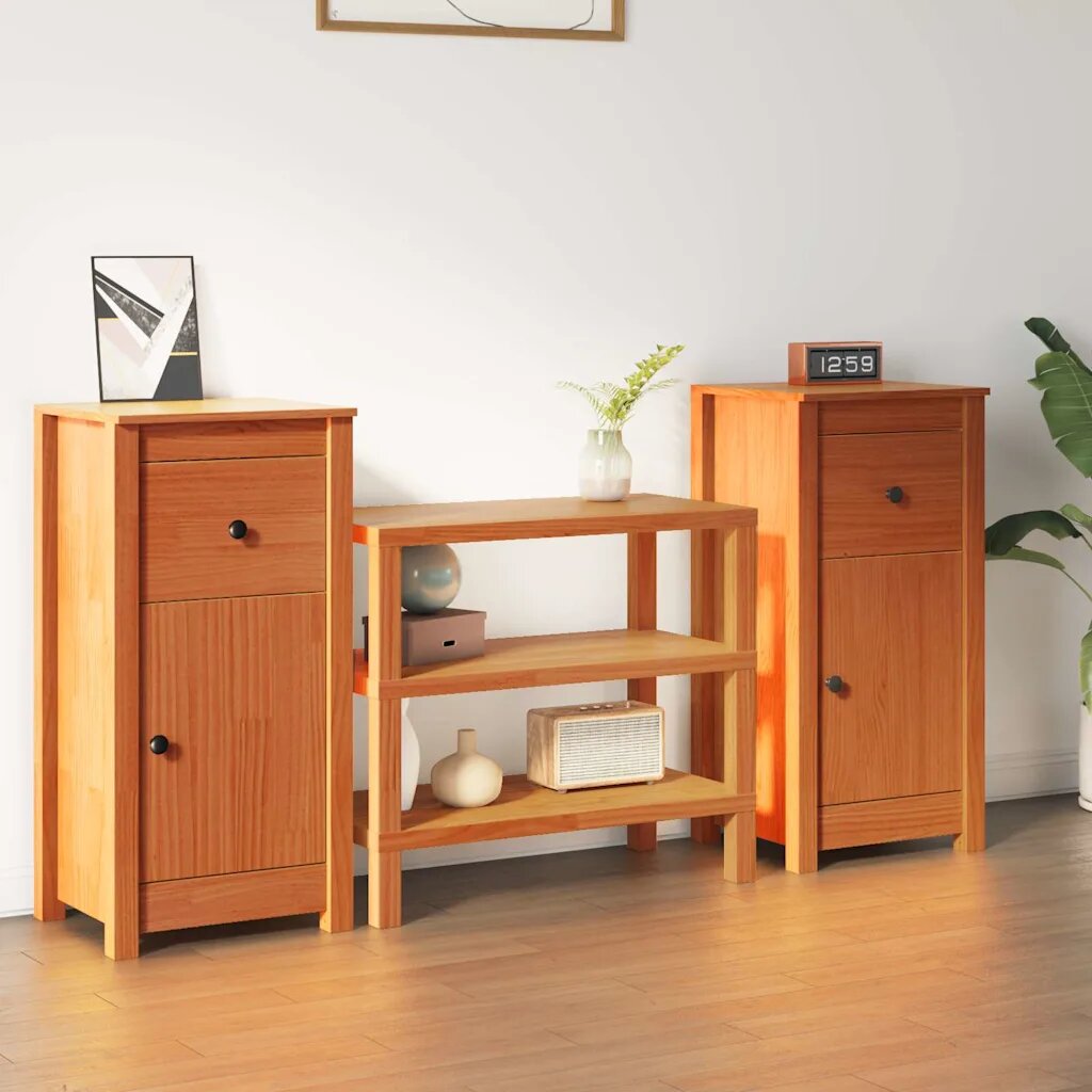 vidaXL Служебен шкаф 2 бр. Кафяво с восъчно покритие 39 x 345 x 80 см