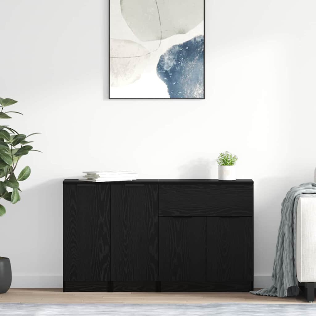 vidaXL Служебен шкаф 3 бр. Черен дъб 695 x 34 x 180 см