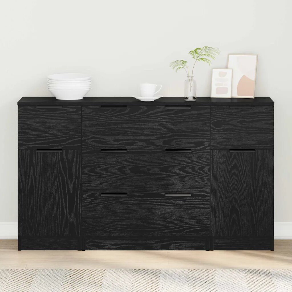 vidaXL Служебен шкаф 3 бр. Черния дъб 121 x 30 x 70 см
