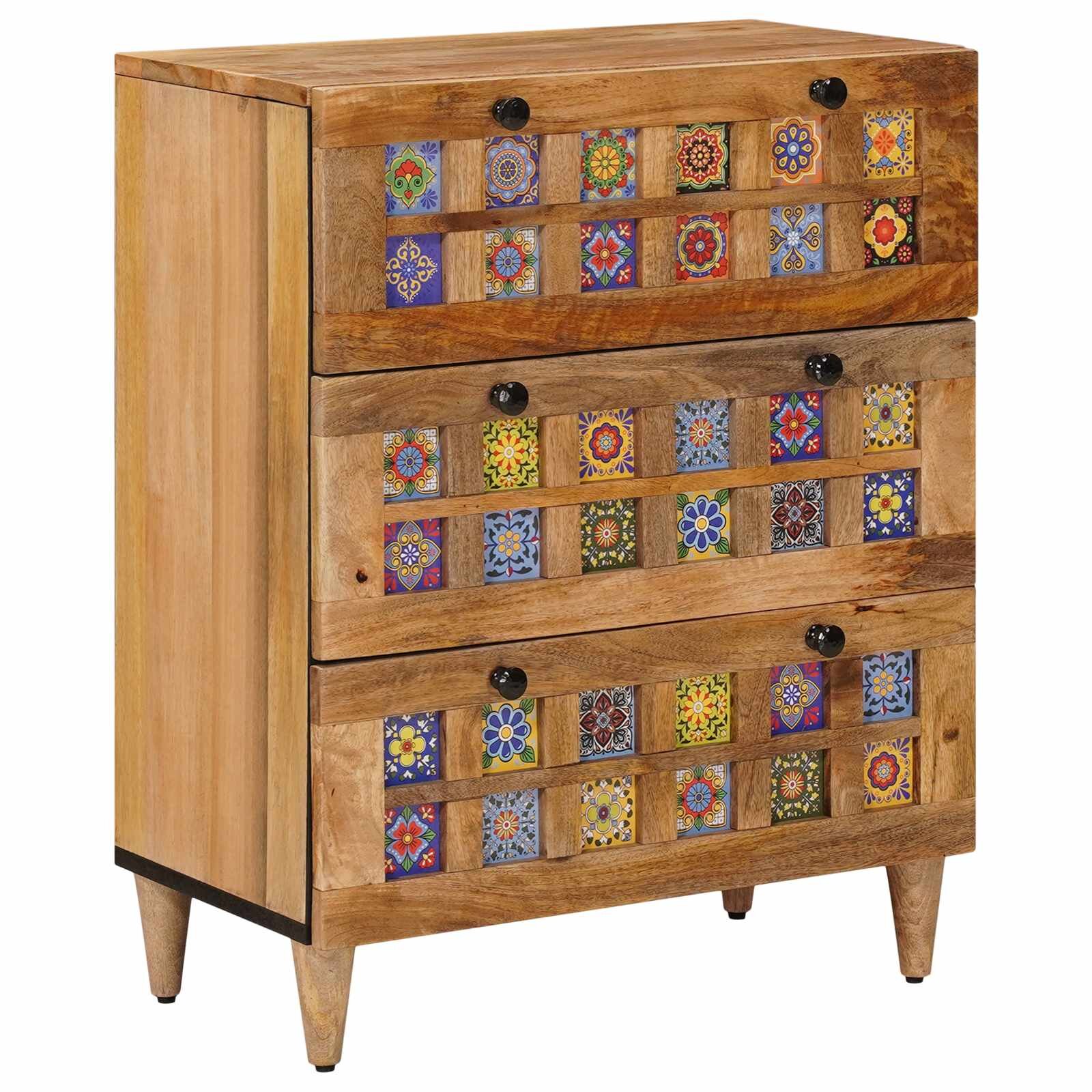 vidaXL Служебен шкаф 60 x 33 x 75 cm Солидно мангово дърво Естествен