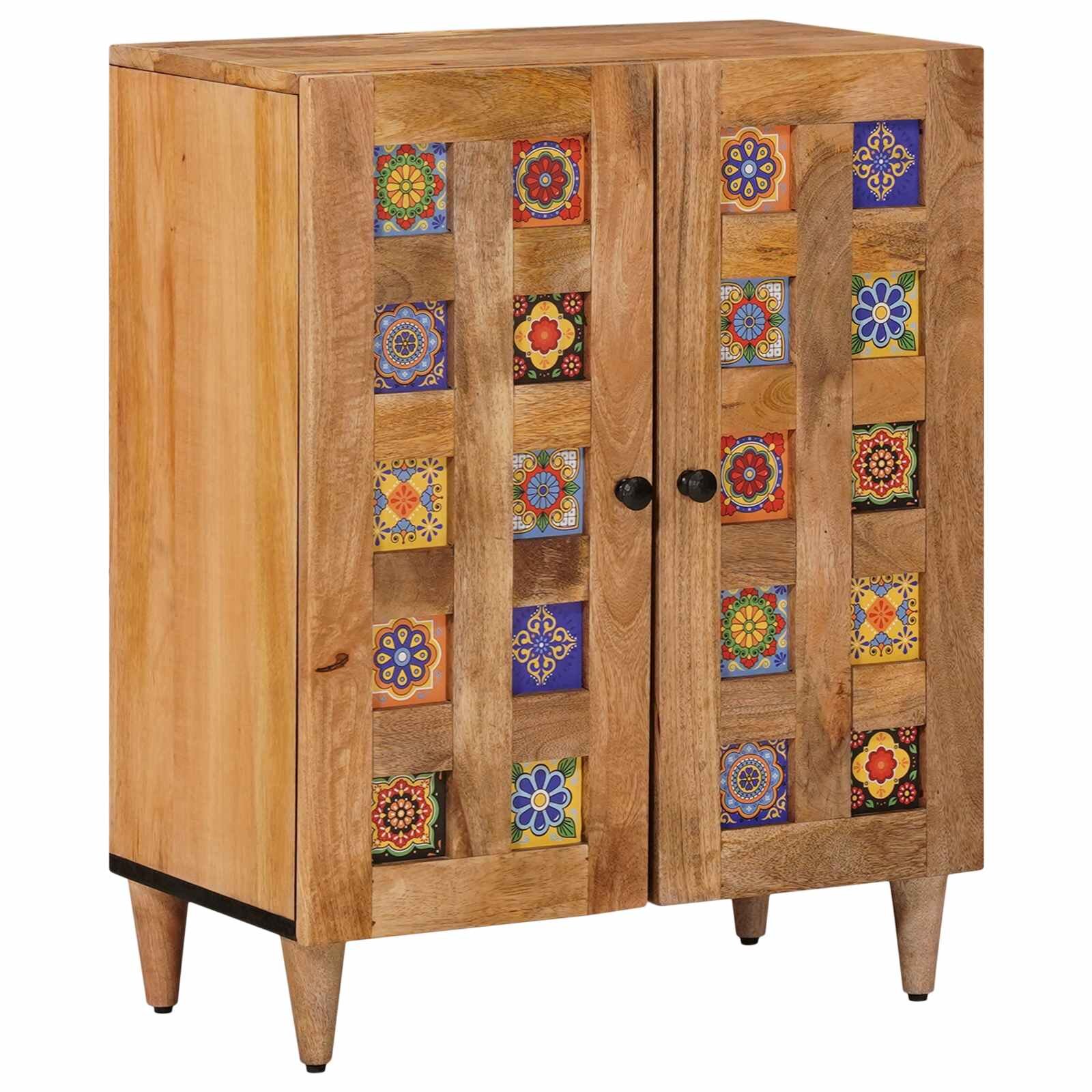 vidaXL Служебен шкаф 60 x 33 x 75 cm Солидно мангово дърво Естествен