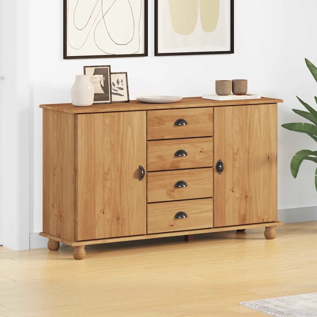 vidaXL Служебен шкаф ASKIM 1335 x 40 x 79 см Борово дърво масив