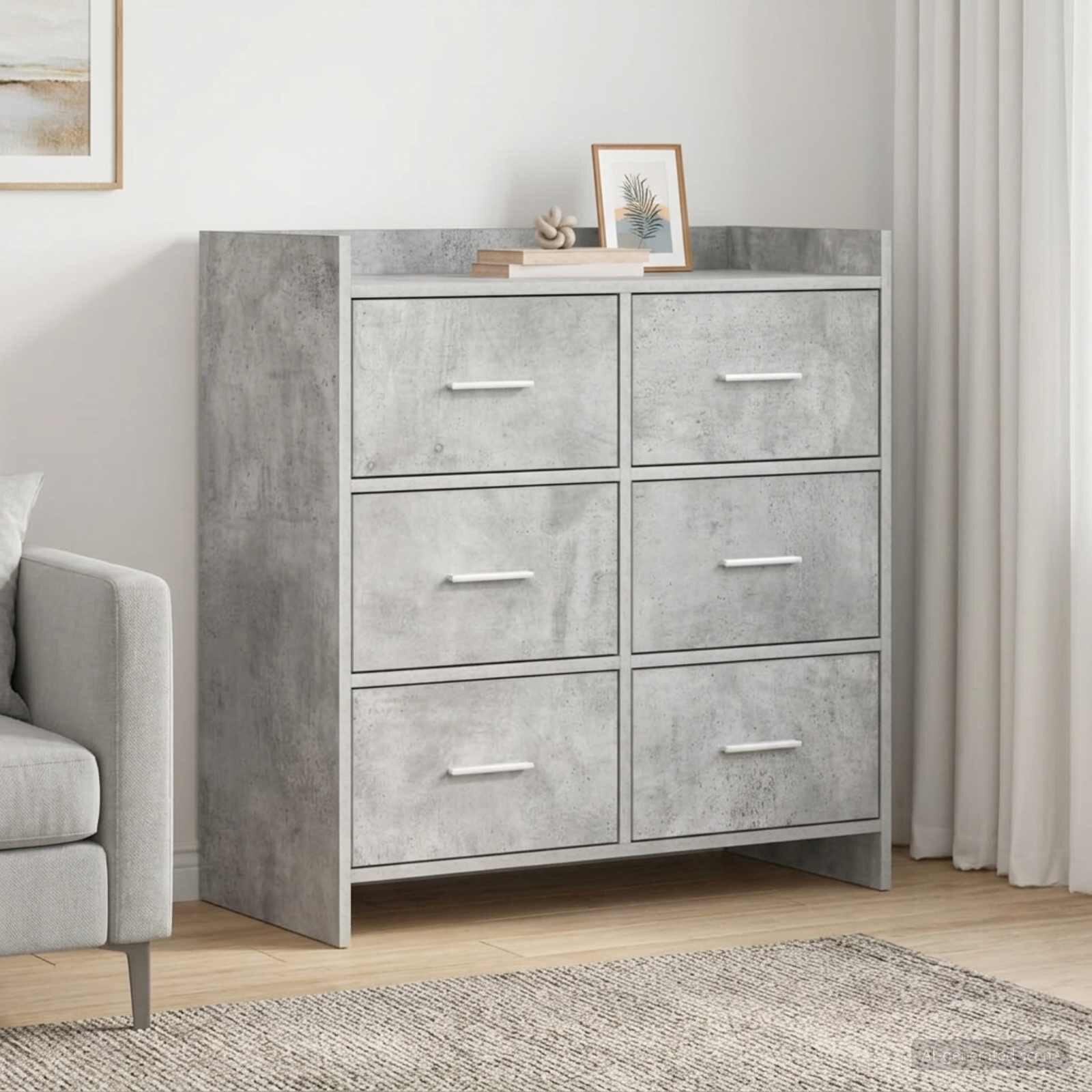 vidaXL Служебен шкаф Бетонно сиво 75 x 33 x 80 см Инженерна дървесина