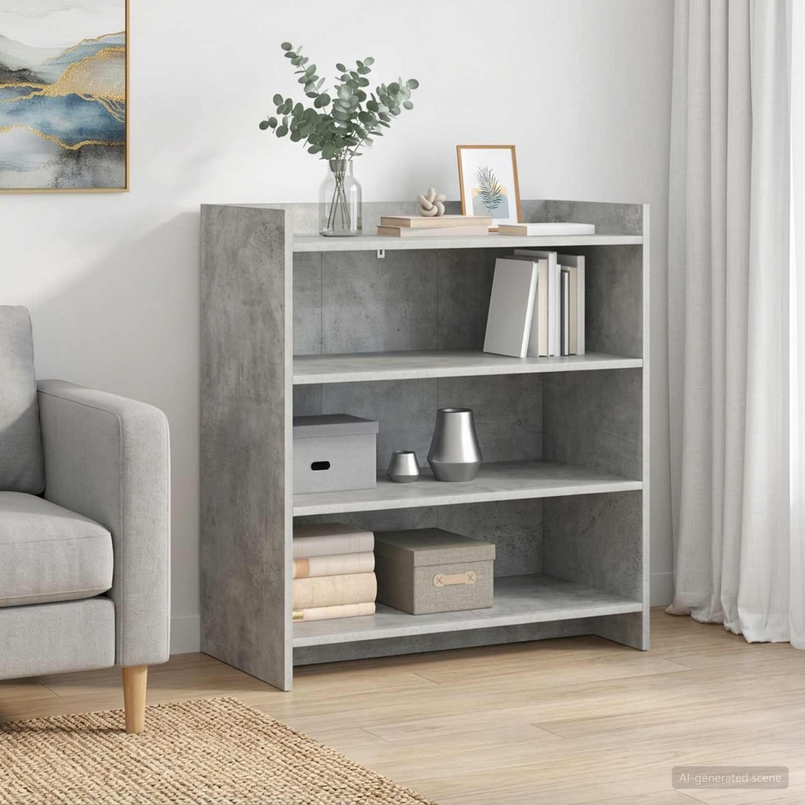 vidaXL Служебен шкаф Бетонно сиво 75 x 36 x 80 см Инженерна дървесина