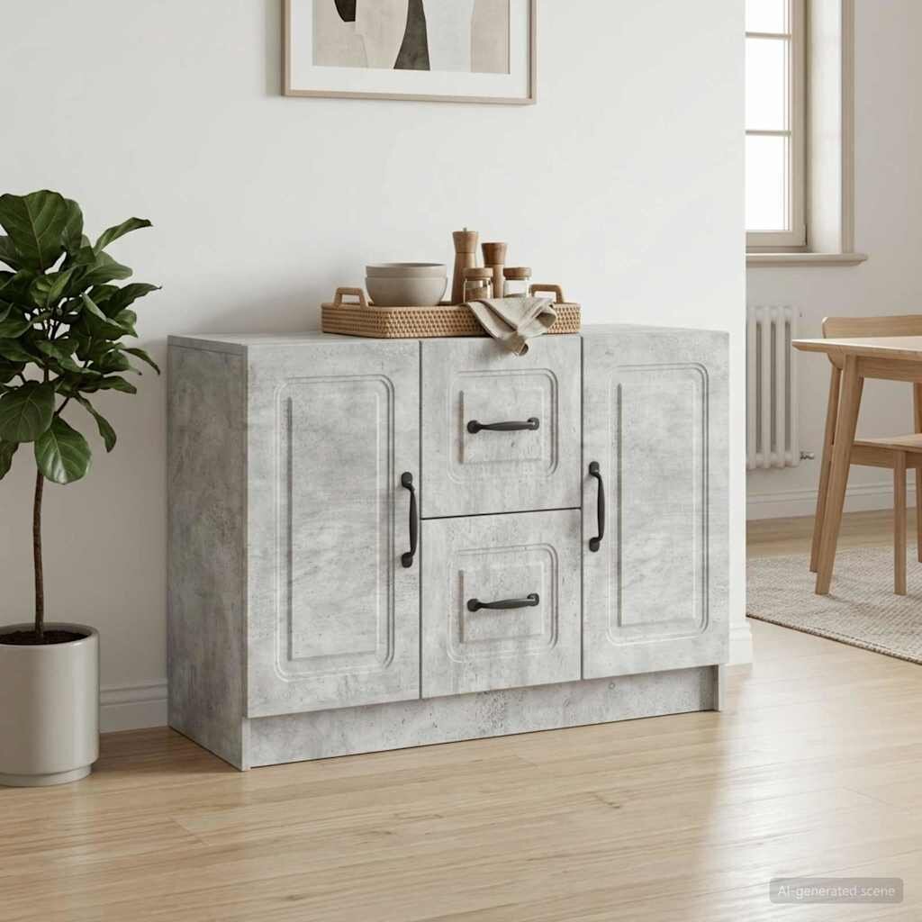 vidaXL Служебен шкаф Бетонно сиво 89 x 345 x 57 см
