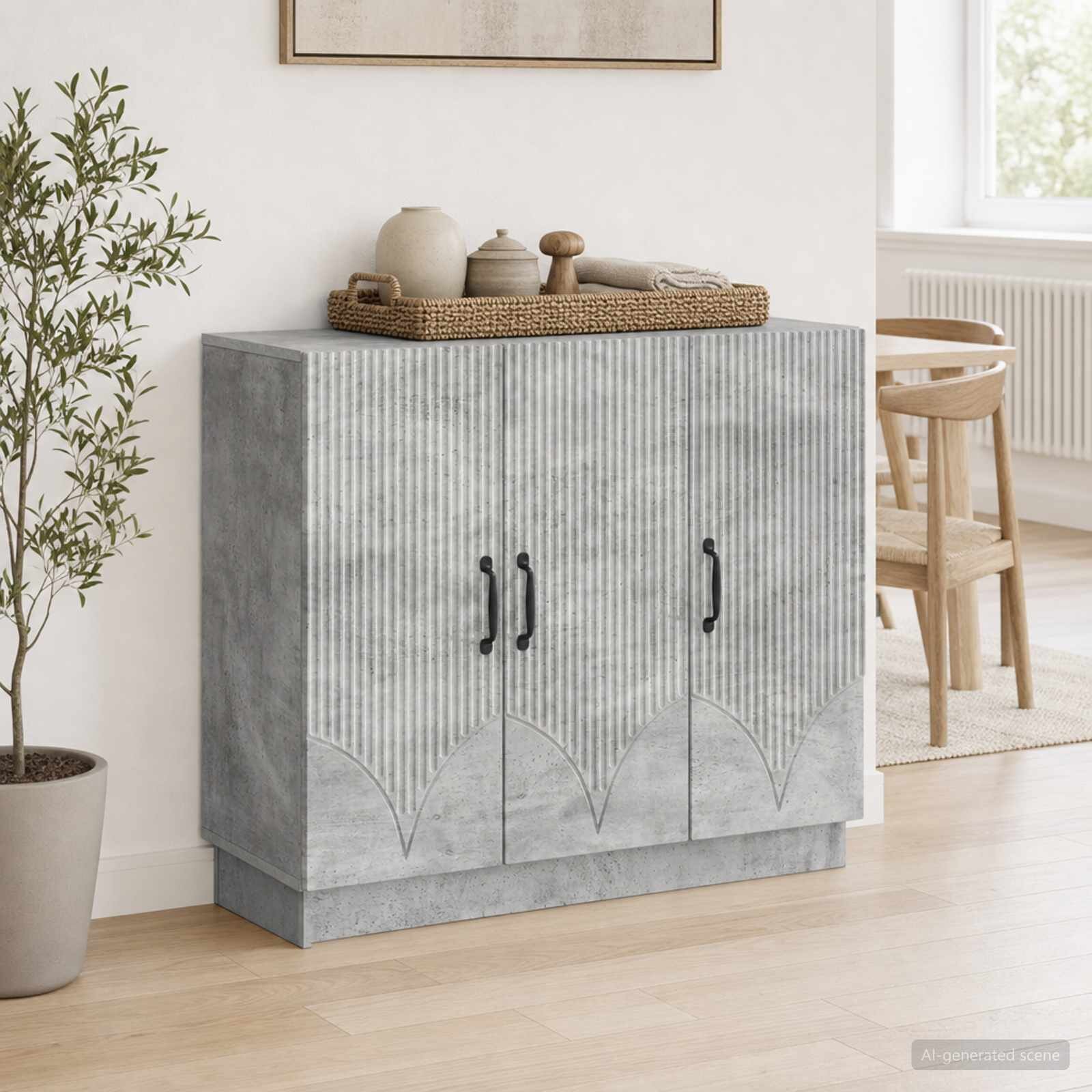 vidaXL Служебен шкаф Бетонно сиво 89 x 345 x 77 см
