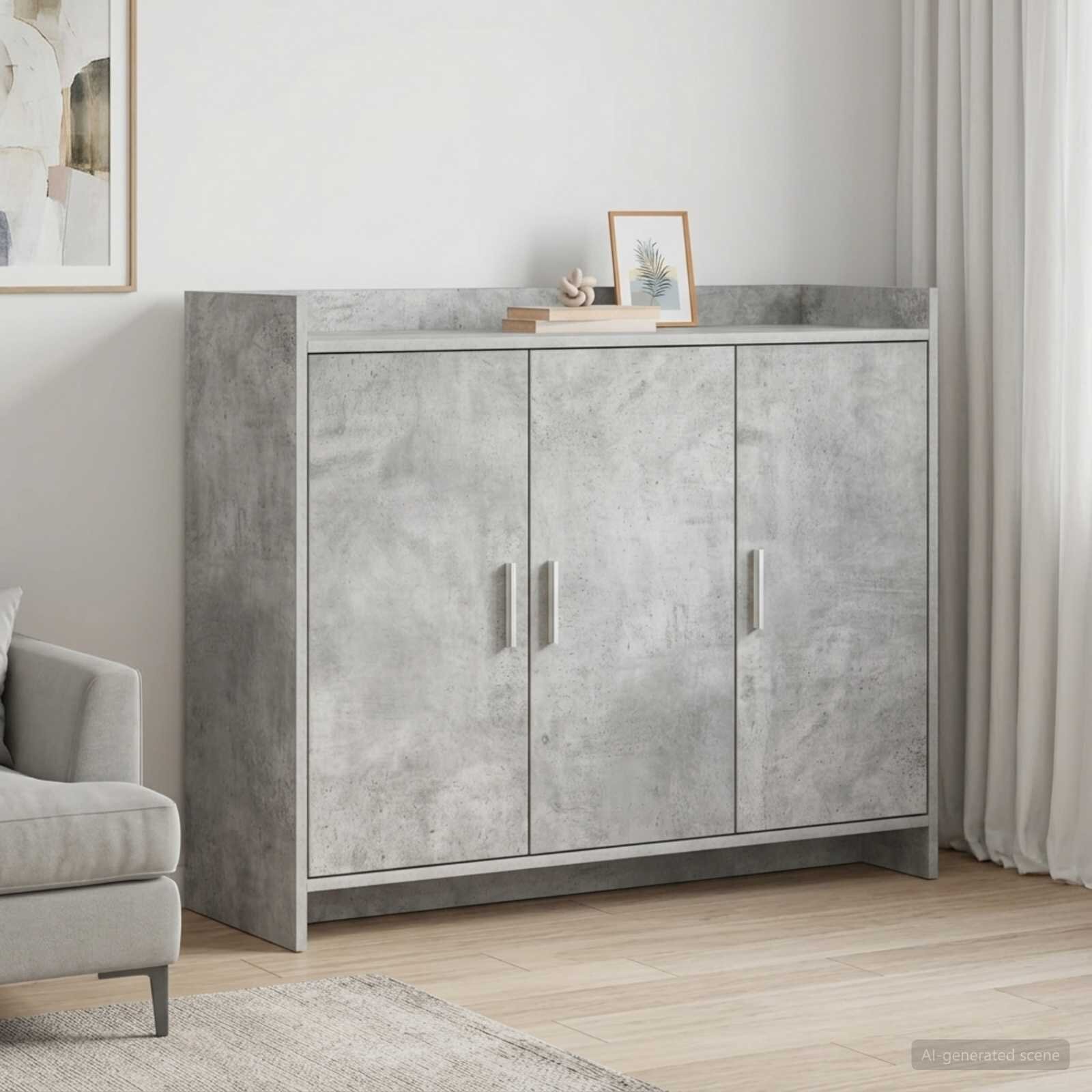 vidaXL Служебен шкаф Бетонно сиво 985 x 33 x 80 см