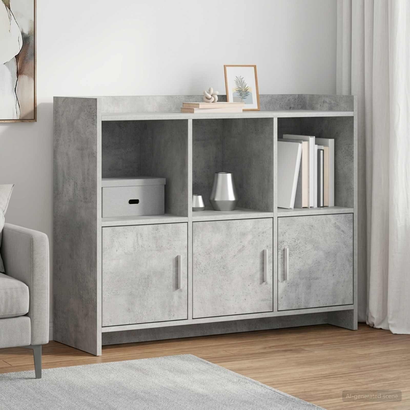 vidaXL Служебен шкаф Бетонно сиво 985 x 33 x 80 см