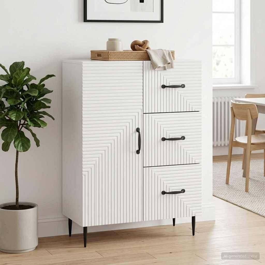 vidaXL Служебен шкаф Бял гланц 66 x 345 x 895 см Инженерна дървесина