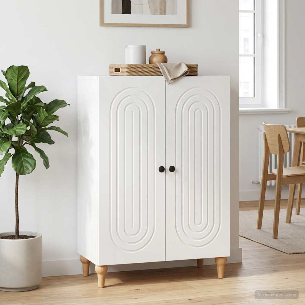 vidaXL Служебен шкаф Бял гланц 66 x 345 x 90 см Инженерна дървесина