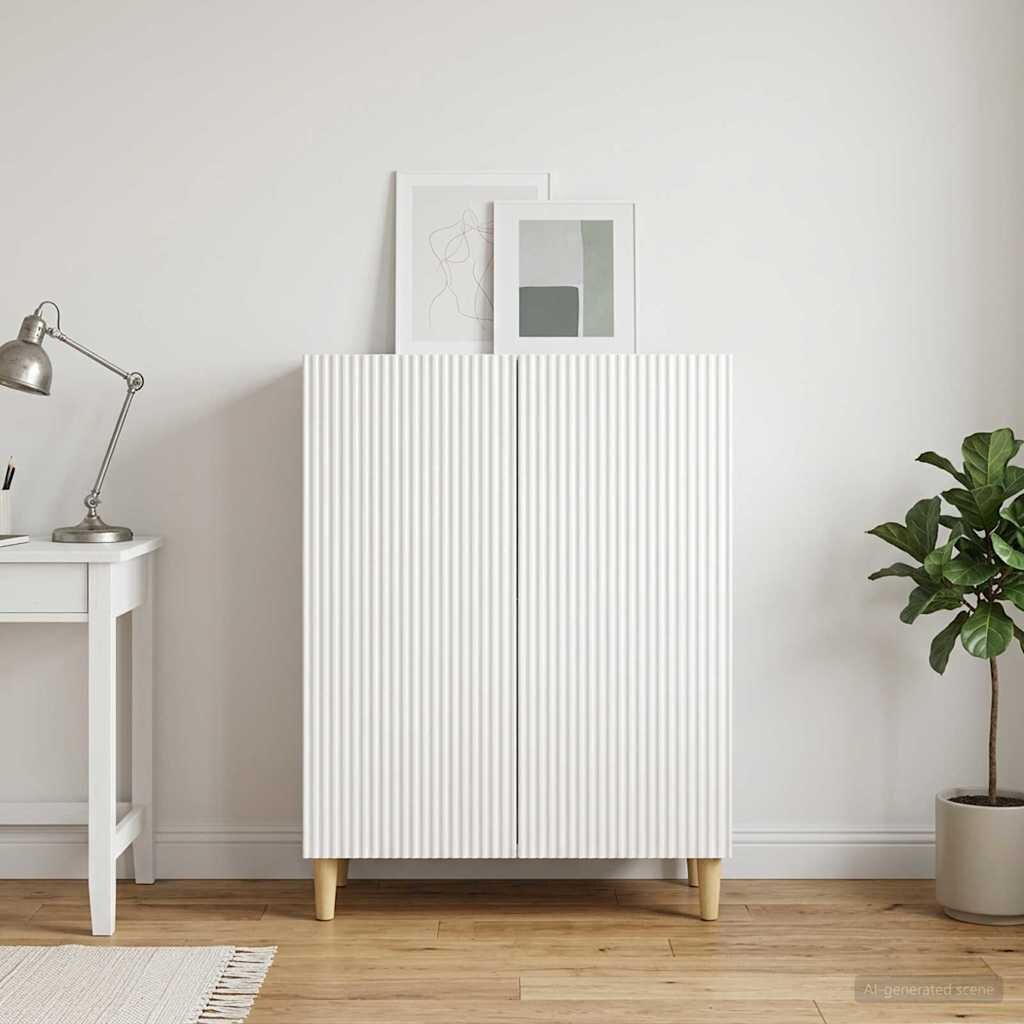 vidaXL Служебен шкаф Бял гланц 66 x 345 x 90 см Инженерна дървесина