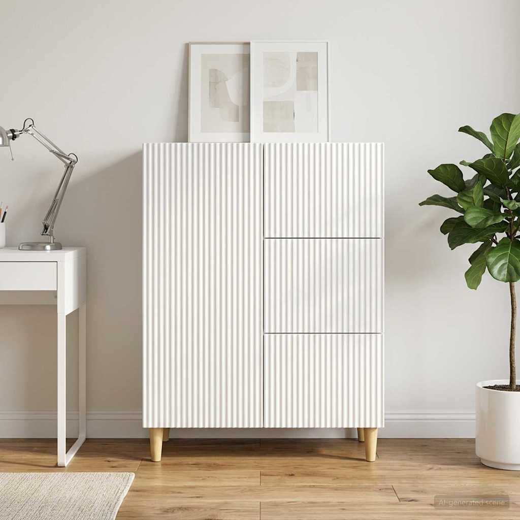 vidaXL Служебен шкаф Бял гланц 66 x 345 x 90 см Инженерна дървесина