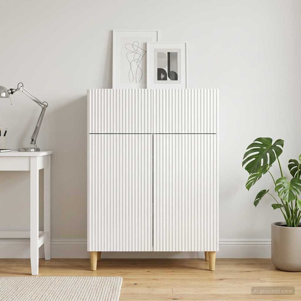 vidaXL Служебен шкаф Бял гланц 66 x 345 x 90 см Инженерна дървесина