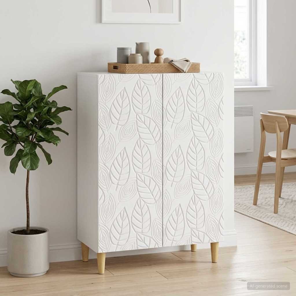 vidaXL Служебен шкаф Бял гланц 66 x 345 x 90 см Инженерна дървесина