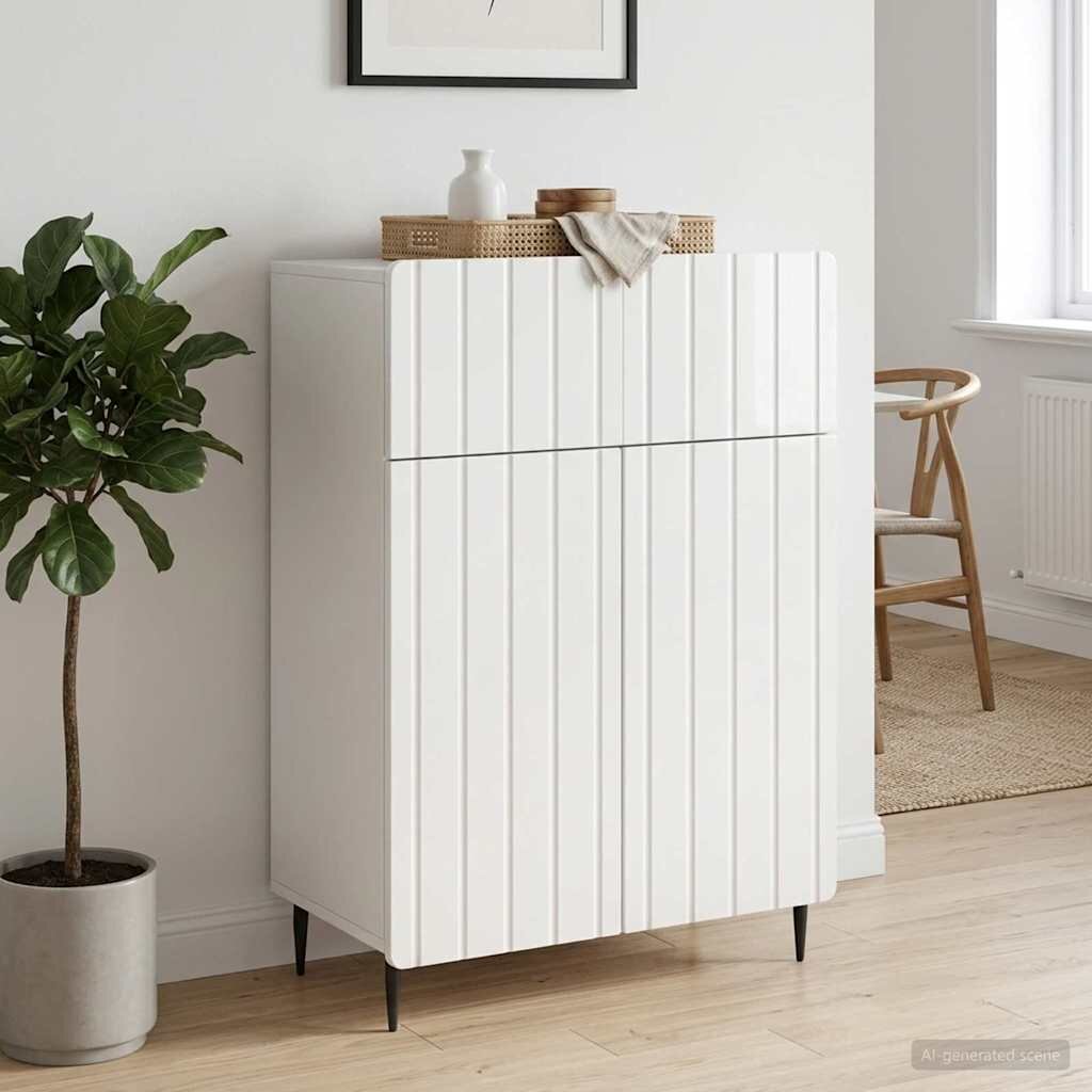 vidaXL Служебен шкаф Бял гланц 66 x 345 x 92 см Инженерна дървесина