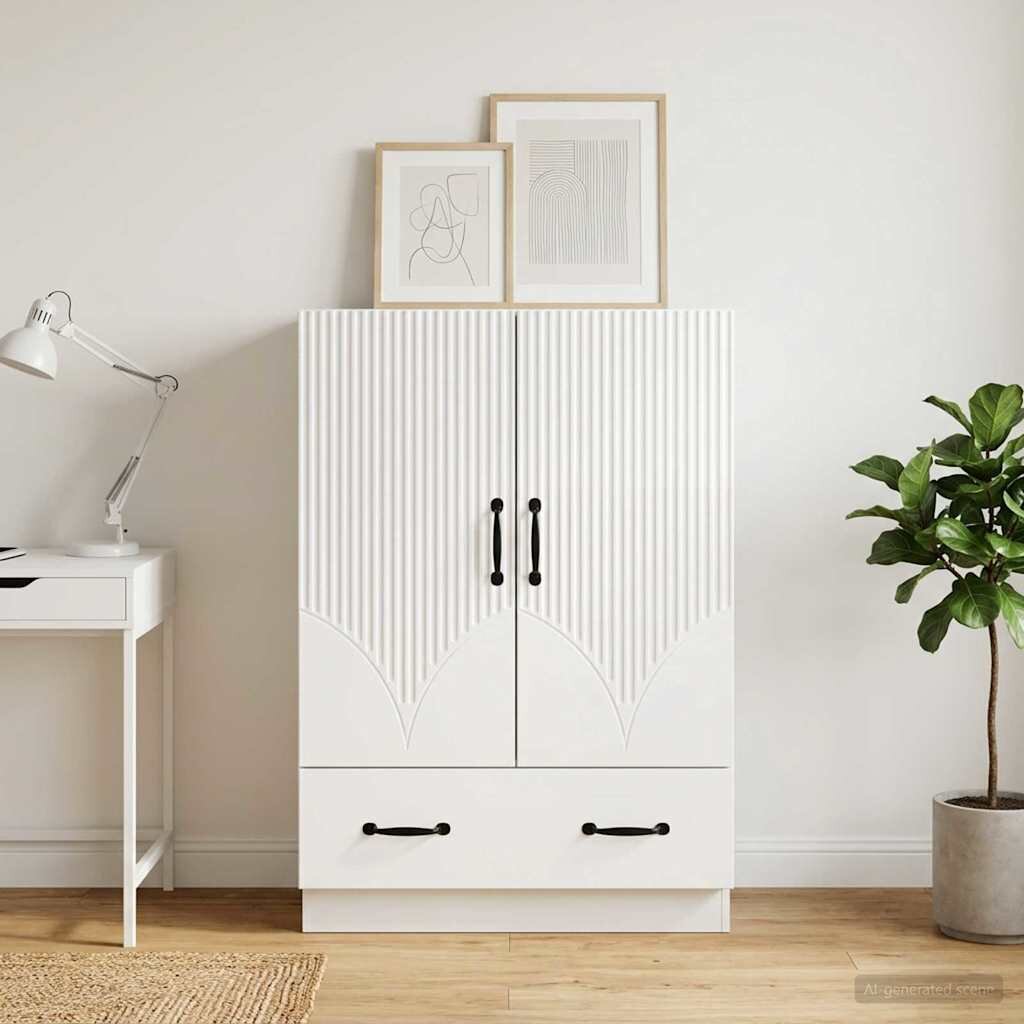 vidaXL Служебен шкаф Бял гланц 66 x 345 x 92 см Инженерна дървесина