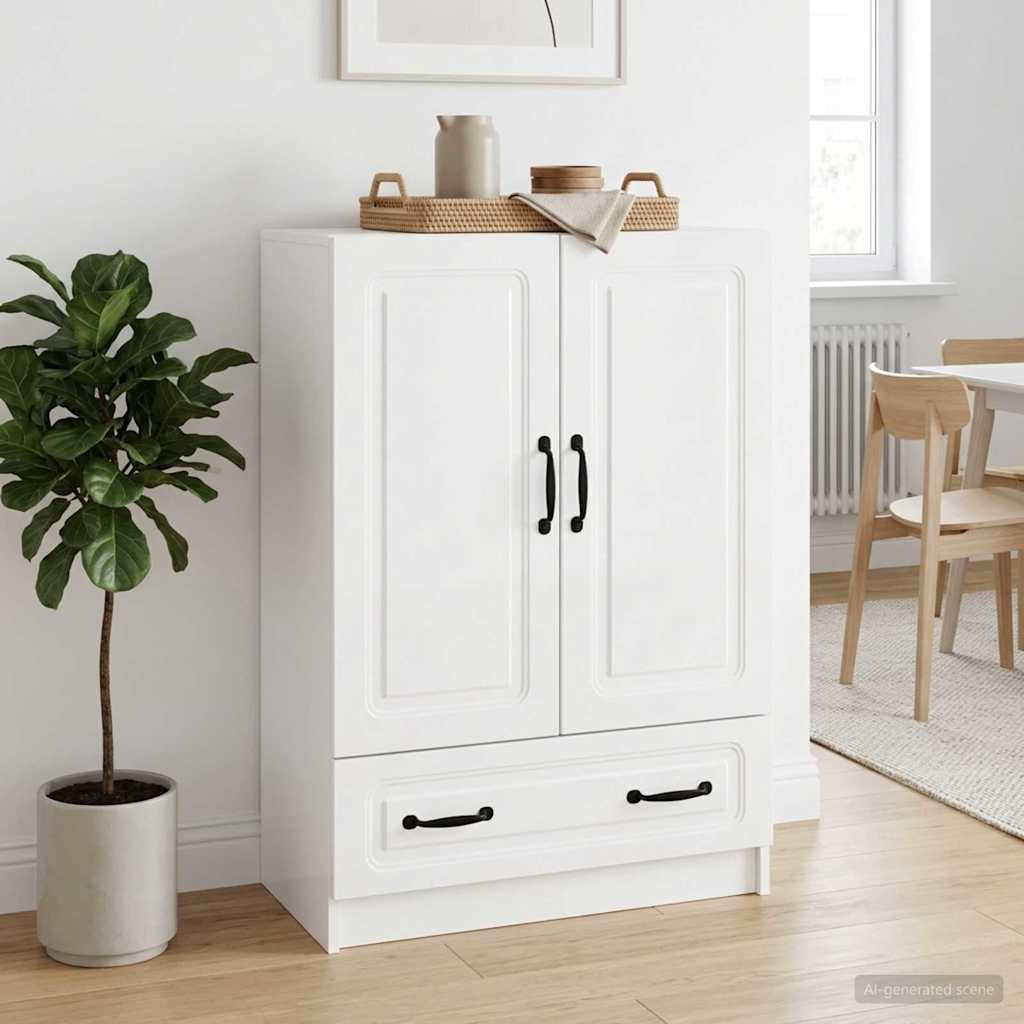 vidaXL Служебен шкаф Бял гланц 66 x 345 x 92 см Инженерна дървесина