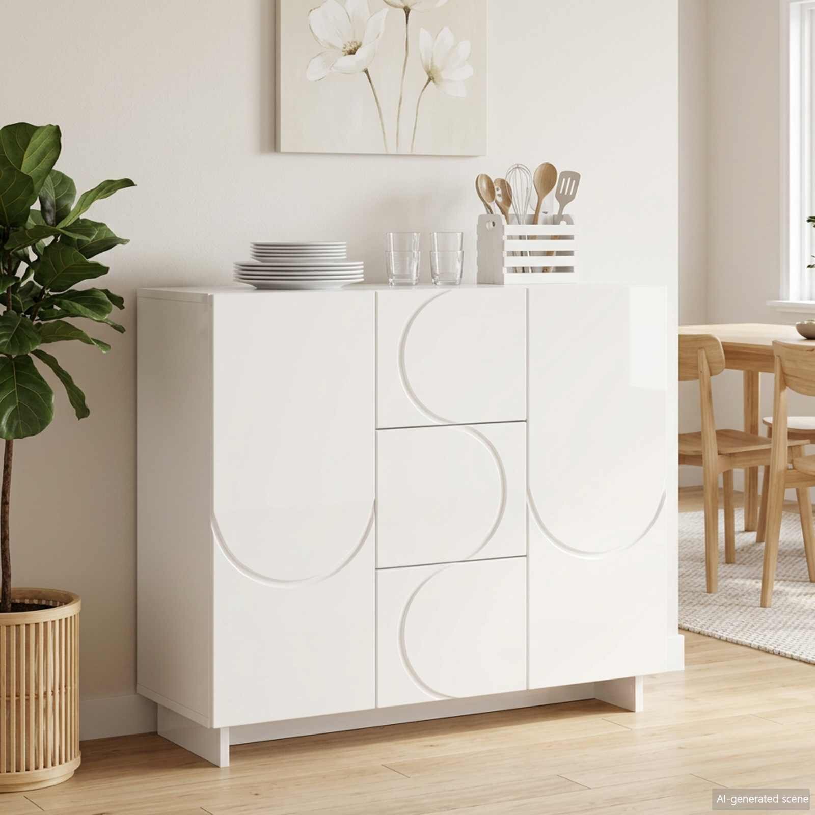 vidaXL Служебен шкаф Бял гланц 85.5 x 31 x 75 см Инженерна дървесина