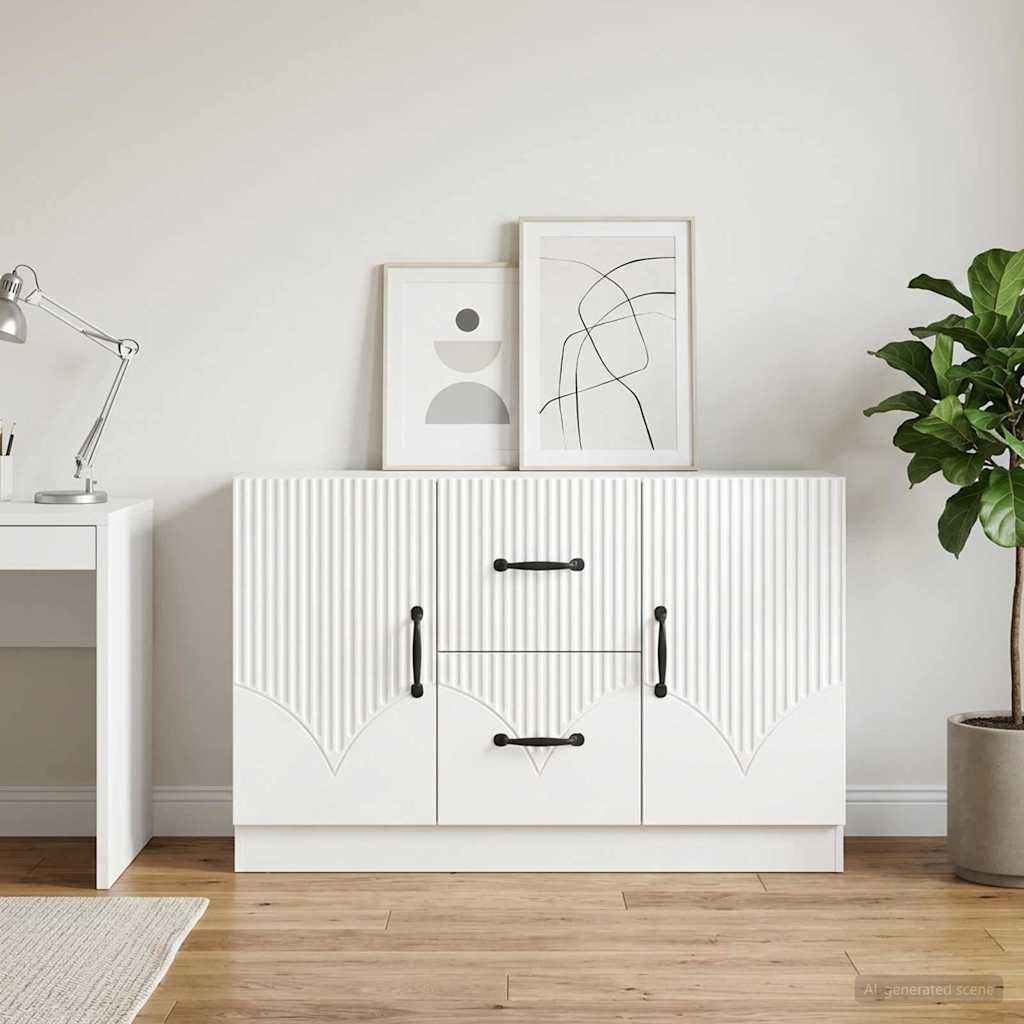 vidaXL Служебен шкаф Бял гланц 89 x 345 x 57 см Инженерна дървесина