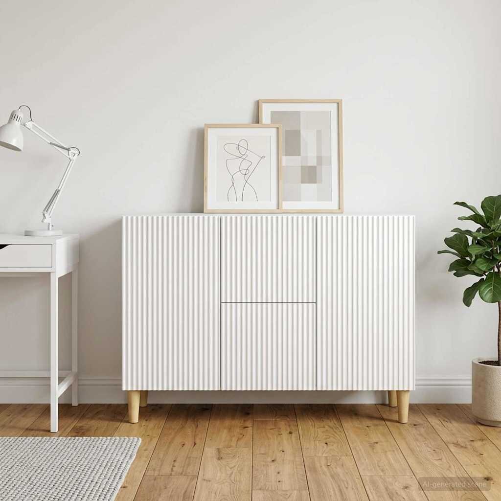 vidaXL Служебен шкаф Бял гланц 89 x 345 x 60 см Инженерна дървесина