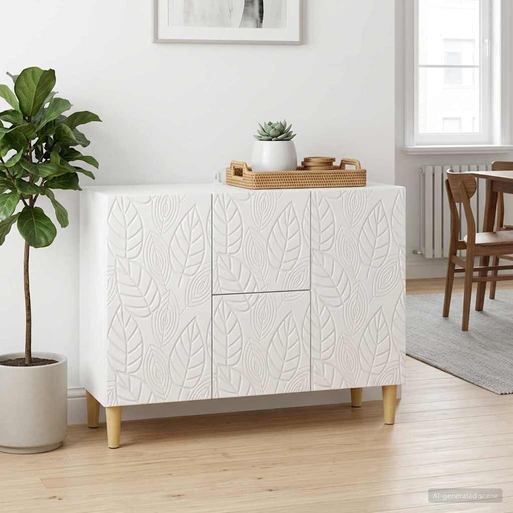 vidaXL Служебен шкаф Бял гланц 89 x 345 x 60 см Инженерна дървесина