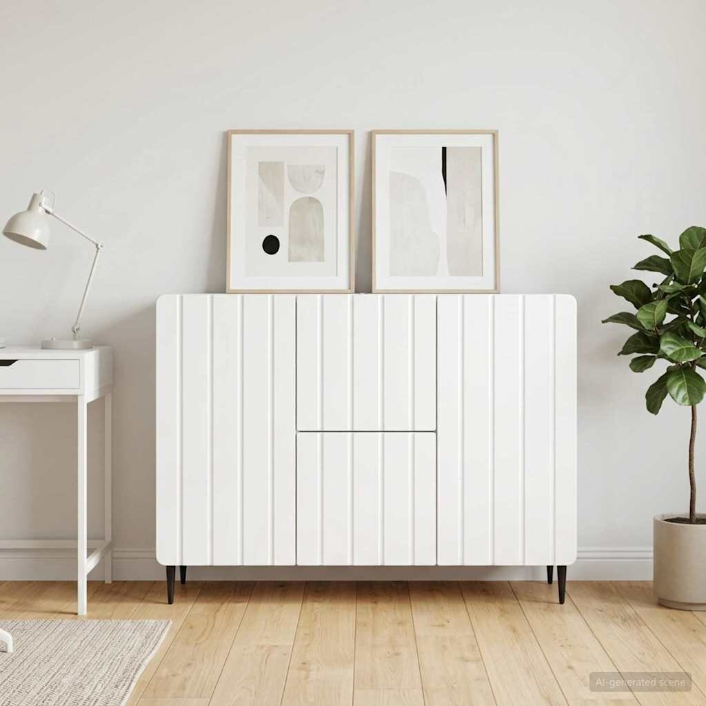 vidaXL Служебен шкаф Бял гланц 89 x 345 x 62 см Инженерна дървесина